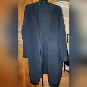 Allison Daley Plus Black Ribbed Open Front Cardigan Sweater Sz 2X
